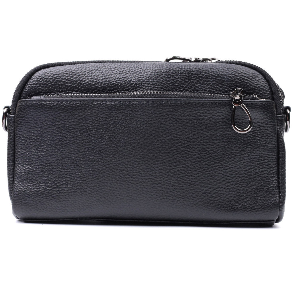 Прямоугольная женская сумка с карманами из натуральной кожи Vintage 22597 Черная Киев - изображение 5