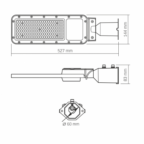LED Ліхтар вуличний IP65 100W 11000Lm 5000К 220V SLE17 Videx Житомир
