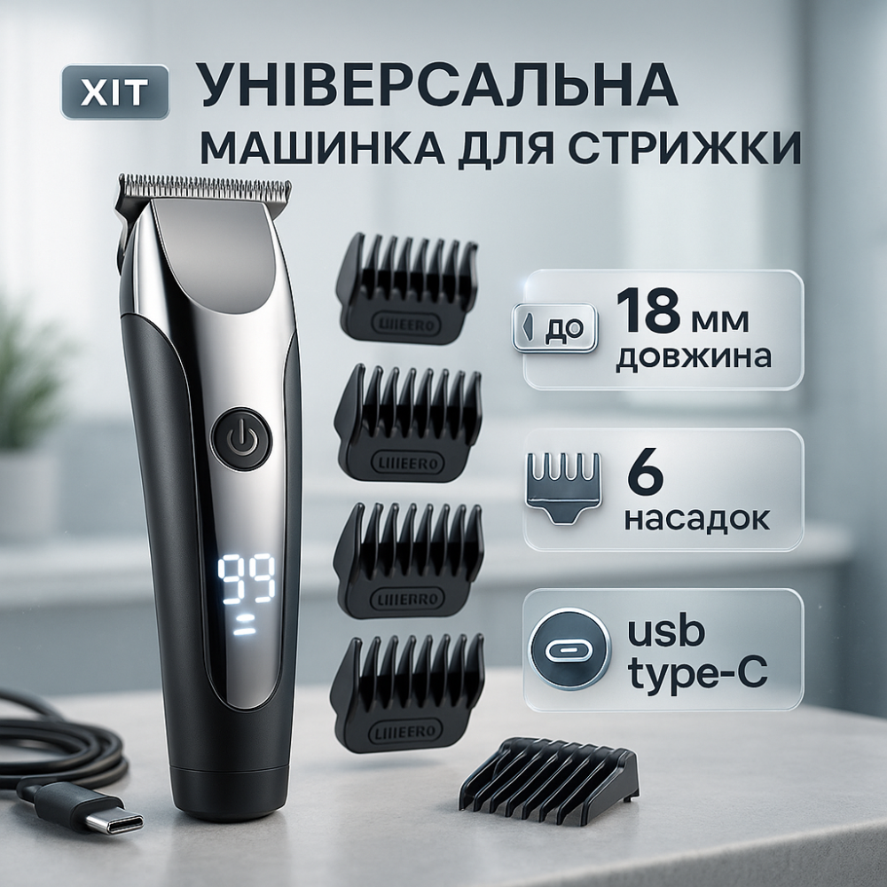 Машинка для стрижки волосся професійна, Набір для видалення волосся із зарядним пристроєм JW-54 Львів - фото 18