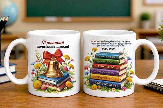 Чашка для випускника 4 класу “Прощавай початкова школа” | Подарункова чашка на випускний у початковій школі Одеса