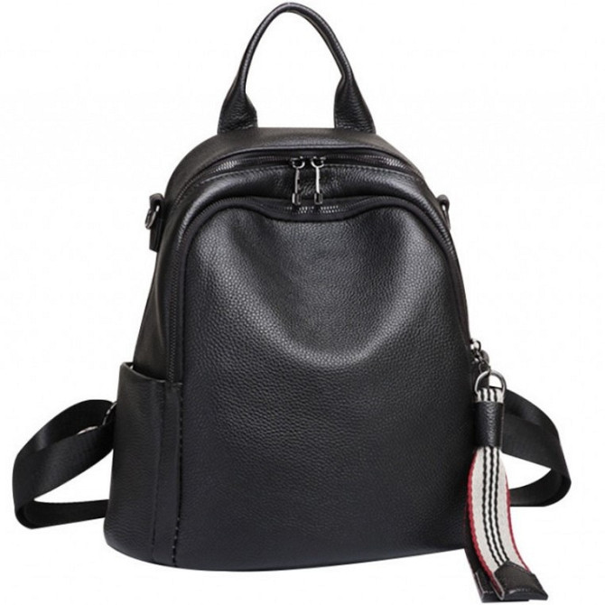 Шкіряний жіночий рюкзак міський чорний Olivia Leather 6711 Кам'янське - фото 1