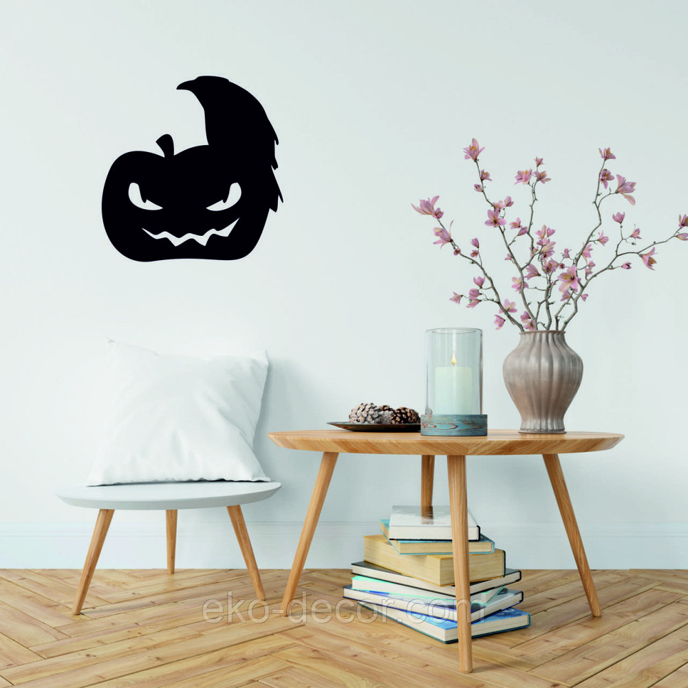 Декоративне настінне Панно «Хеллоуїн — гарбуз і ворон», Декор на стіну 90*88 см Київ - фото 4