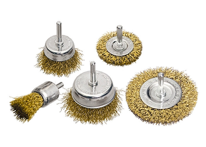 Набір щіток для дрилі, 5 шт., 2 плоскі, 50-75 мм + 3 "чашки", 25-50-75 мм, зі шпильками MATRIX Полтава - фото 1