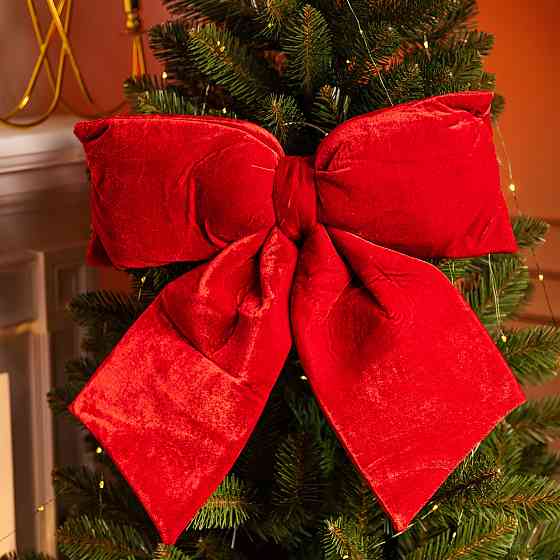 Оксамитовий бант для декору на ялинку 45×50 (см) Бордовий CR-2-2 Київ