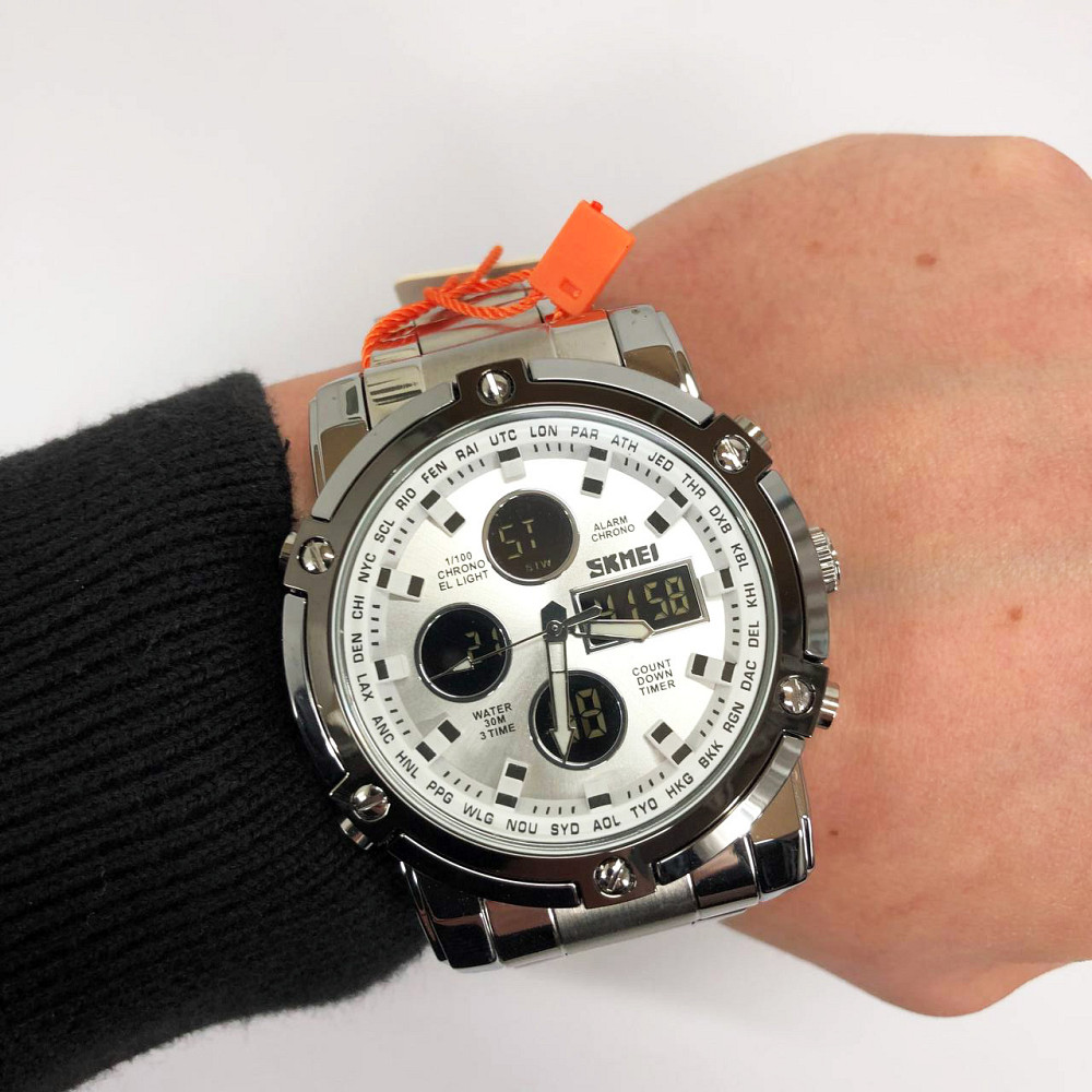 Мужские современные часы SKMEI 1389SI SILVER, Мужские наручные часики Повседневные часы VH-62 Львов - изображение 13