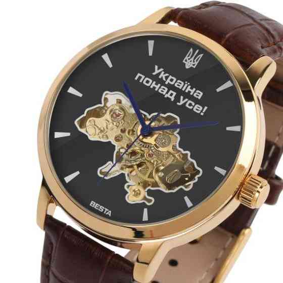 Чоловічий наручний годинник Besta Skeleton Gold Black Dial Вінниця