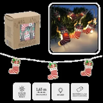 Гирлянда Chomik Носок новогодний 1.65 м 10 LED Теплый белый (5900779854093) Винница - изображение 8