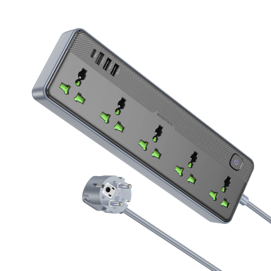 Мережевий подовжувач BOROFONE BAC4A Lord 5 position socket(1C3A)(EU) Black Київ