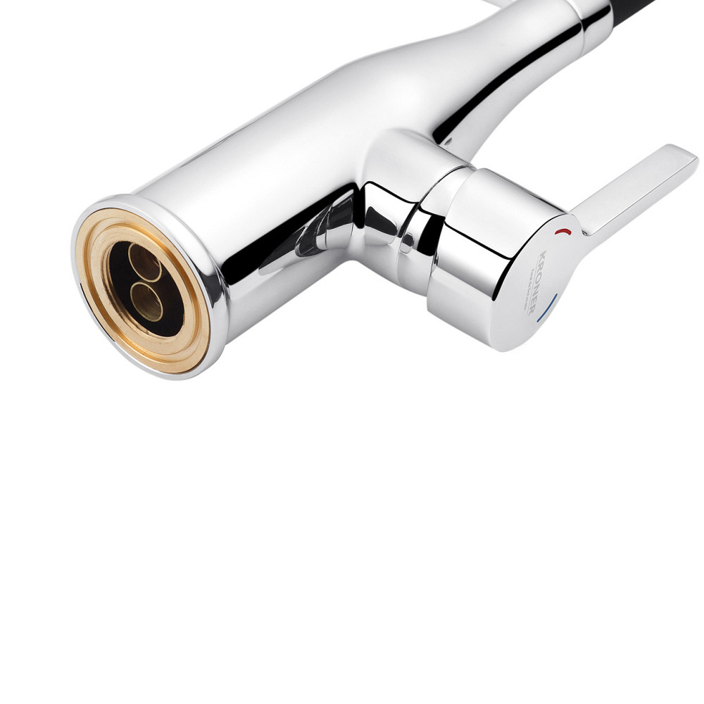 Змішувач для кухні з гнучким виливом Kroner KRP Ersel - C03111BLK хром/чорний Київ - фото 7