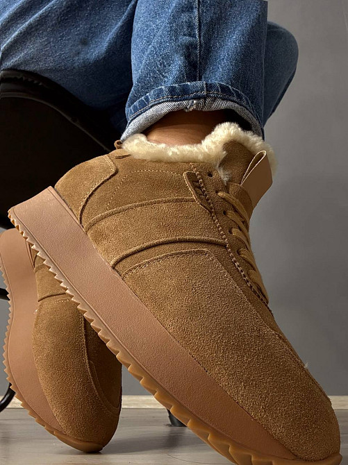 Кросівки жіночі Hengji U-2 натуральна замша утеплені хутром коричневі, 37, 23,5 см Київ - фото 6