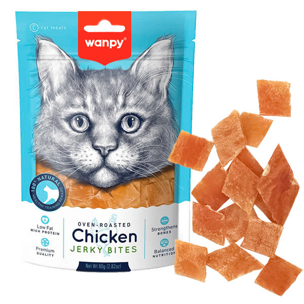 Wanpy Chicken Jerky Bites ВАНПІ ШМАТОЧКИ КУРЯЧІ В’ЯЛЕНІ ласощі для котів Київ - фото 1