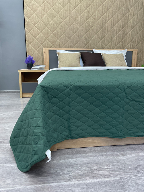 Покрывало двустороннее Decorator Microfiber ромб 215x240 см зеленый с серым (85-024) Киев - изображение 6