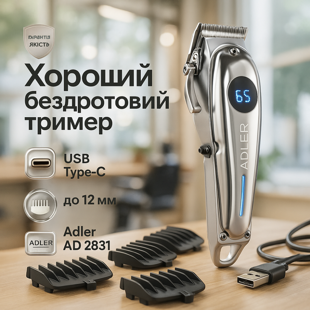 Машинка для стрижки на акумуляторі Adler AD 2831, Бездротові машинки для стрижки легкі KV-51 Львів - фото 4