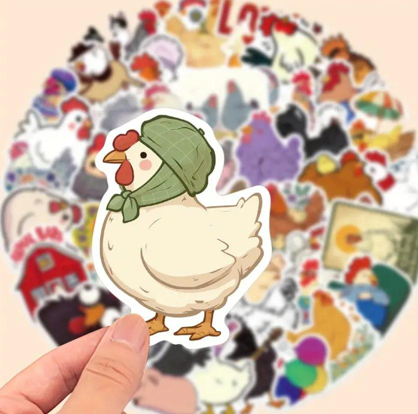 Набор виниловых наклеек (стикеров) с изображением кур (46 шт.), стикербомбинг для телефона, ноутбука Киев - изображение 3