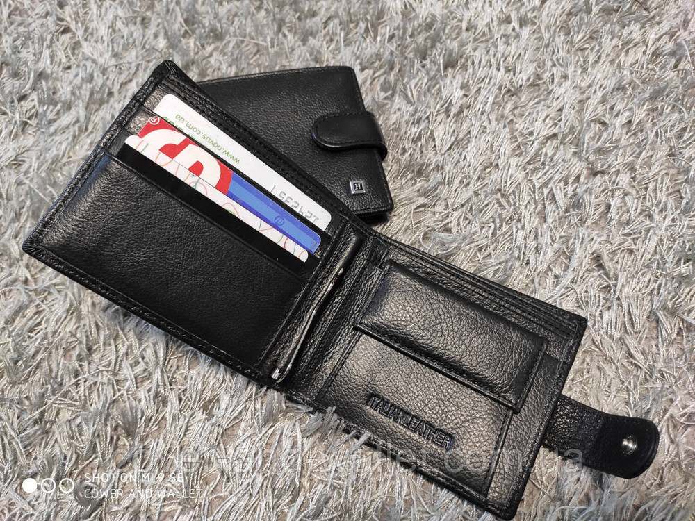 Мужской кожаный кошелёк с зажимом на кнопке Hassion Киев - изображение 4