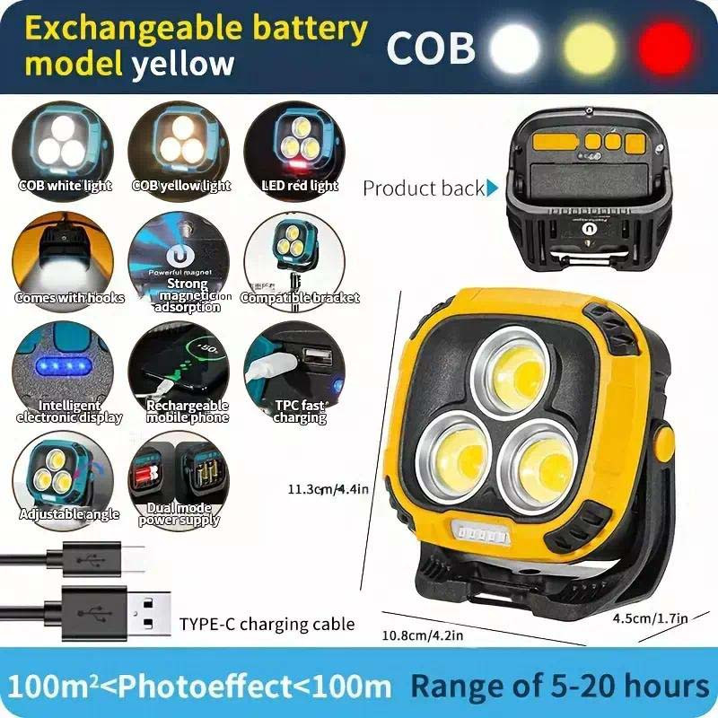 Прожектор фонарь кемпинг W891-1-3COB(White+Yellow)+5SMD(Red) Power bank ZJ-74 Львов - изображение 1