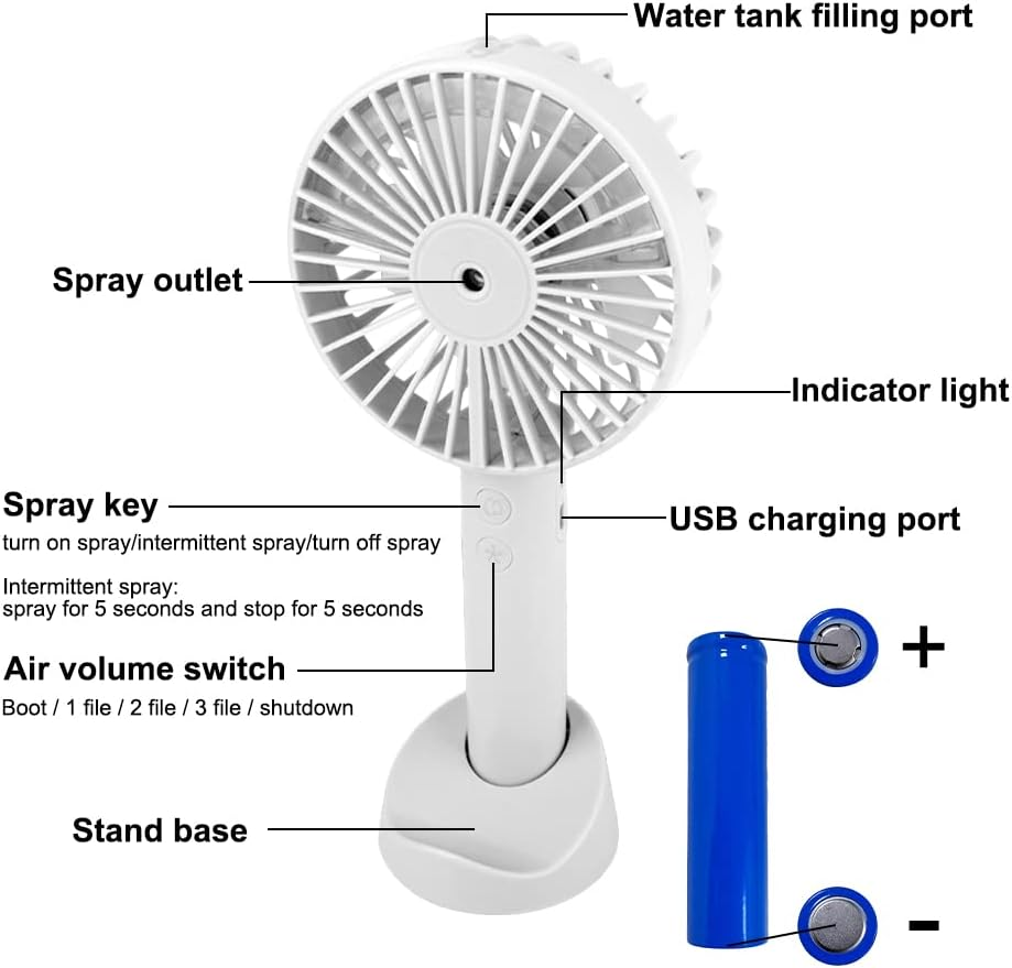 Портативний ручний вентилятор-зволожувач Humidifying Fan V9 на акумуляторі Міні-кондиціонер із розпиленням води, Білий Київ - фото 4