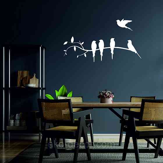 Декоративное настенное Панно «Птички на ветке», Декор на стену 50*16 см, Белый Киев