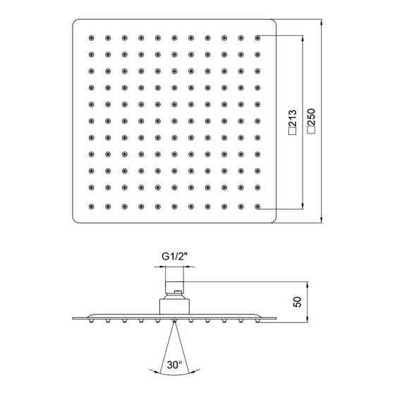 Верхній душ Lidz (CRM) 51 10 104 25, 25х25 см, хром Київ