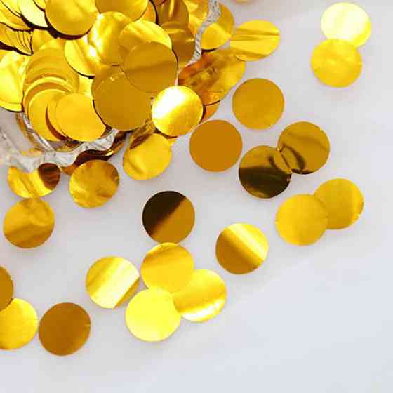 Конфетти круглый для праздника 10 г 15 мм золотистый Киев
