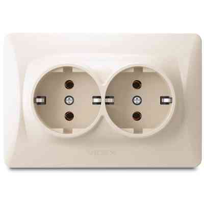 Розетка Videx BINERA 2ая із заземленням кремова (VF-BNSK2G-CR) Вінниця