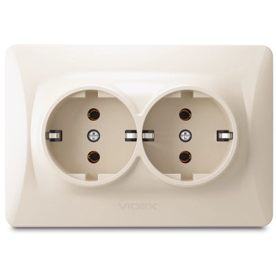 Розетка Videx BINERA 2ая із заземленням кремова (VF-BNSK2G-CR) Вінниця - фото 1