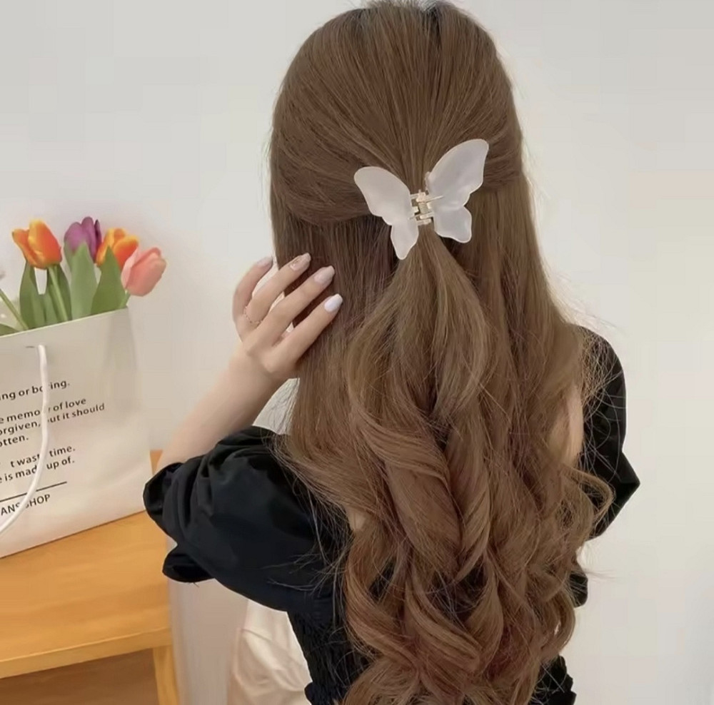 Заколка-крабік метелик матовий Білий Смела - изображение 3