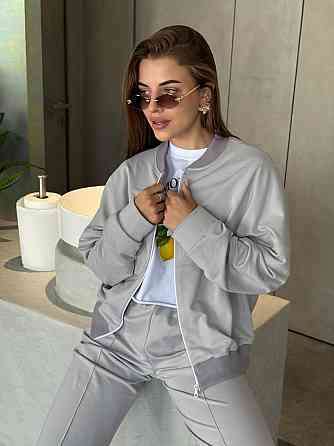 Женский костюм оверсайз с широкими брюками из двунитки Серый 42/44 Харьков