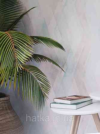 Шпалери вінілові на флізелін Marburg Shades гарячого тиснення смуги зигзаг розмиті зелені коричневі сині Київ