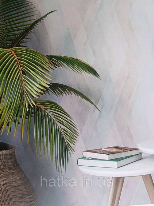 Шпалери вінілові на флізелін Marburg Shades гарячого тиснення смуги зигзаг розмиті зелені коричневі сині Київ - фото 2