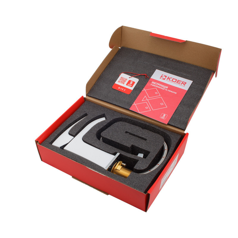 Смеситель для умывальника Koer KB-12007-04 хром с белым (KR5151) Харьков - изображение 4