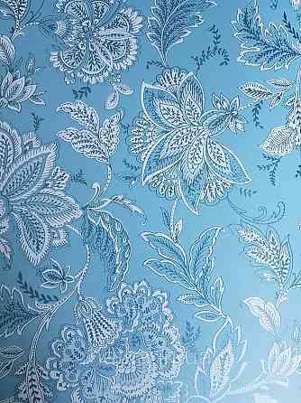 Шпалери флізелінові еко Rasch Sophia 0.53х10 рослинний принт квіти листя срібло білі на бірюзовом3д Київ