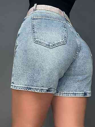 Шорти-спідниця жіночі Liana 4-050 джинсові короткі на запах з ременем блакитні, блакитний, 29, 29, 79 см, 106 см Київ