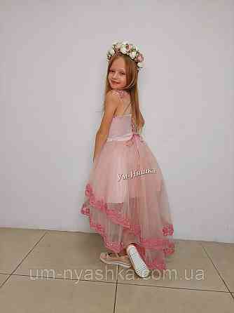 Дитяча сукня видовжене ззаду Синя 122-134 Кривий Ріг