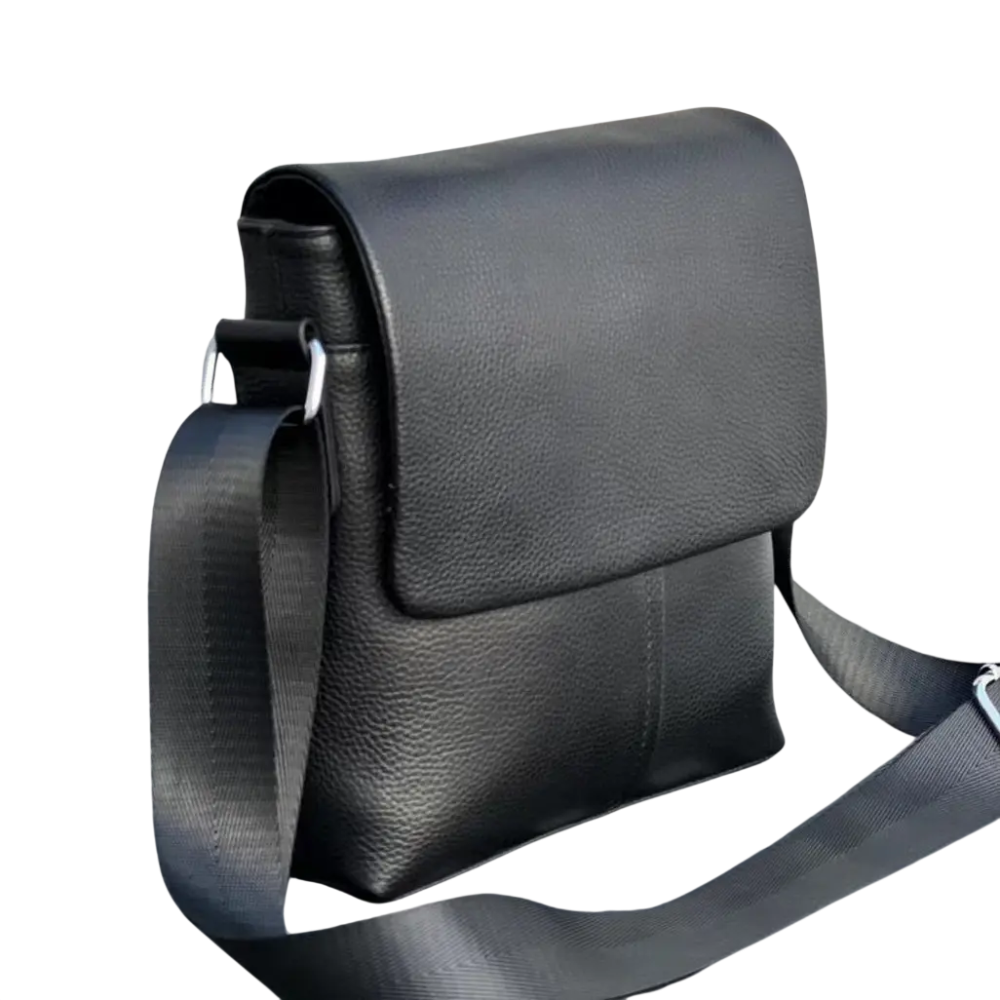 Сумка-барсетка через плечо Tiding Bag (21 х 23 х 5.5 см) мягкая из натуральной кожи Черный Киев - изображение 10