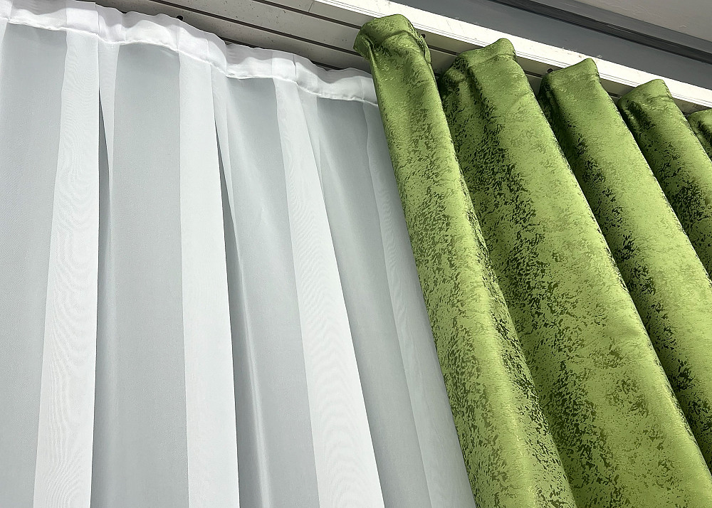 Комплект готовых штор VR-Textil Жаккард Мрамор Al1 № 1907ш Оливковый 100х270 см 2 шт (31-974) Киев - изображение 8