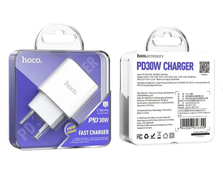 Швидке заряджання Блок + кабель lightning PD 30 W Apple iPhone (hoco) Одеса - фото 2