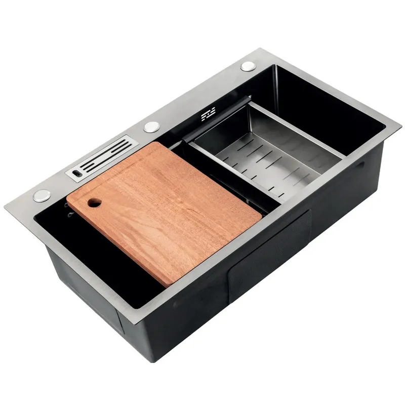 Кухонна мийка Mixxus Premium MH7545-SET-05 NANO-BLACK (3.0/0.8) комплект графіт MX9632 Харків - фото 1