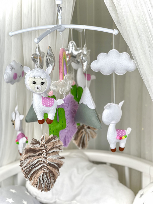 Музичний мобіль WoollyFox «Лама-бохо» з 35 мелодіями Київ - фото 1
