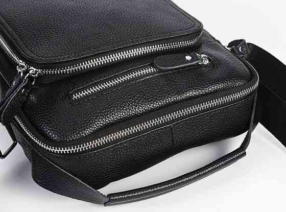 Сумка мессенджер кожаная Vintage 20247 Черная Киев