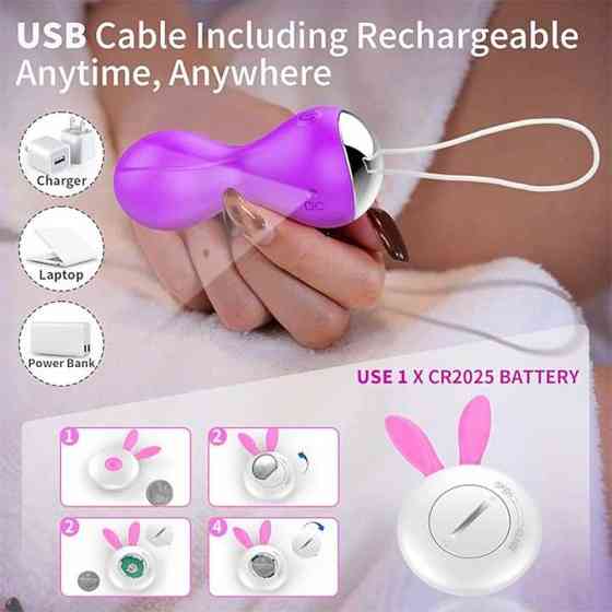 Вагинальные шарики Кегеля с вибрацией 12 режимов Фиолетовый Винница