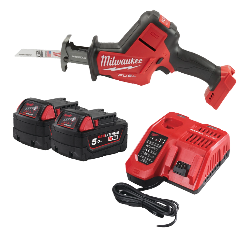 Пила шабельна акумуляторна MILWAUKEE, M18 FHZ-502X (зарядий пристрій M12-18 FC, 2 акумулятори М18 В5 5Аг, полотно, HDкейс) Одеса - фото 2
