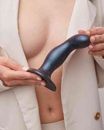 Дилдо Strap-On-Me DILDO PLUG SNAKY METALLIC BLUE, размер M, диаметр 4 см, вводимая длина 15,3 см Sex Aura Киев