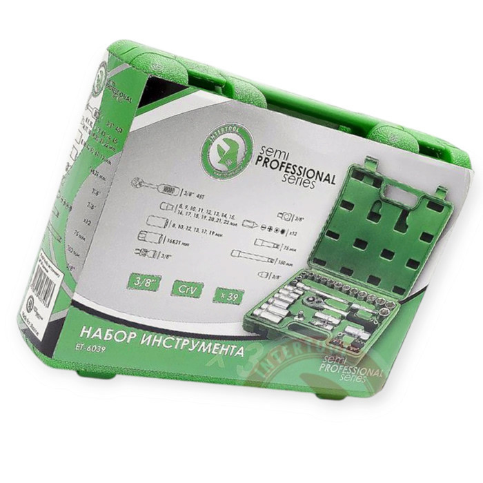 Набір інструменту 3/8" 39 шт, 8-22 мм з тріщ., подовж., кардан, свічн., подовж. Мукачево - фото 2