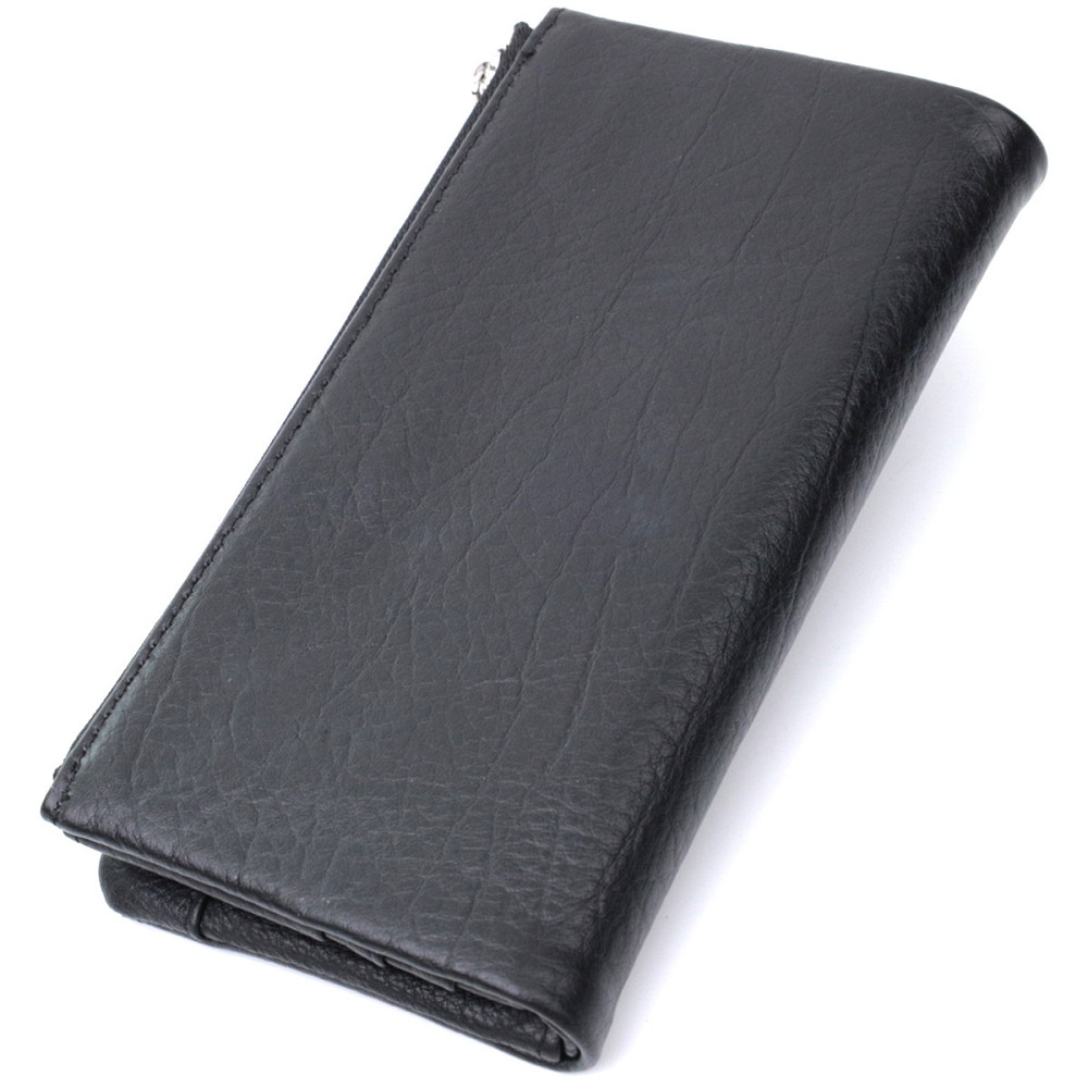 Вертикальний шкіряний гаманець унісекс чорний (ST Leather) Київ - фото 20