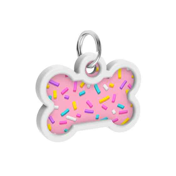 Адресник для собак і котів металевий WAUDOG Smart ID з QR паспортом, малюнок "Маршмелоу", кістка, Д 40 мм, Вінниця