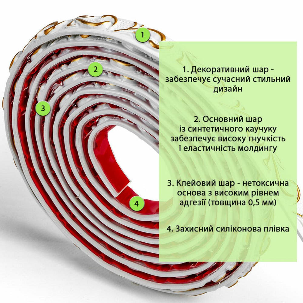 Молдинг 4950х20х7 мм Белый с золотом SW-00002678 Киев - изображение 3