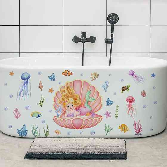 Наклейка декоративна вінілова інтер'єрна в дитячу кімнату на стіну «Русалонька» для дівчаток 30х60 см Кам'янець-Подільський