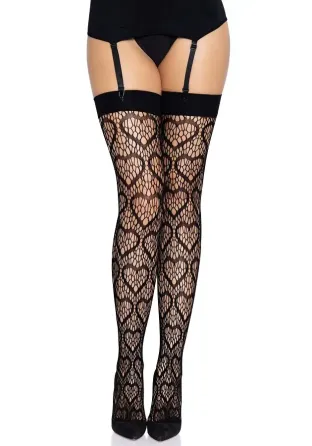 Ажурні панчохи із сердечками Leg Avenue Heart Black, one size Львов