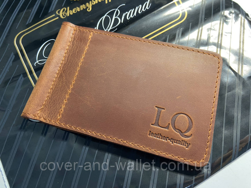 Удобный тонкий зажим для купюр и карточек коричневого цвета Onda Киев - изображение 1